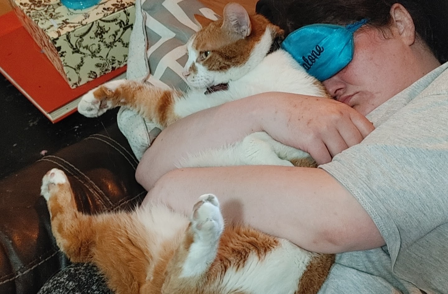 Women resting with cat